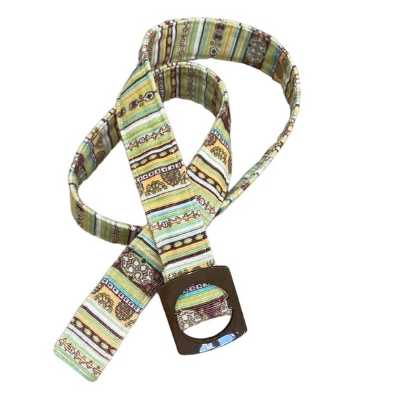 fashion doll Accessories - Fashion Doll striped corduroy adjustable belt chartreuse/brown/turquoise medium